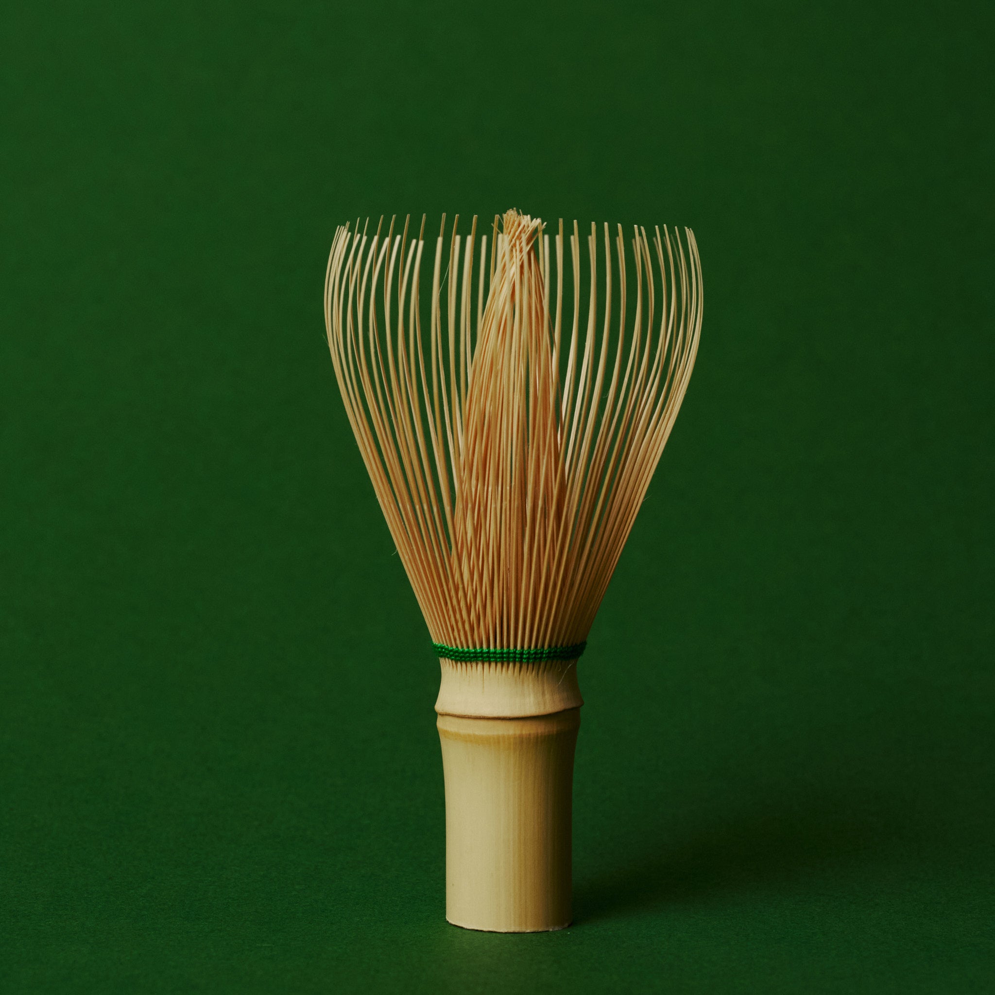Takayama Chasen matcha whisk full view, handcrafted 100-prong bamboo tea whisk from Nara Japan